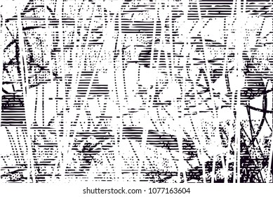Distressed background in black and white texture with  dark spots, scratches and lines. Abstract vector illustration