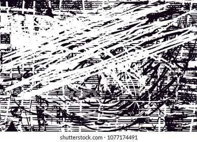 Distressed background in black and white texture with  dark spots, scratches and lines. Abstract vector illustration