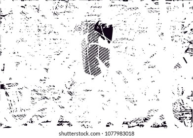 Distressed background in black and white texture with  dark spots, scratches and lines. Abstract vector illustration