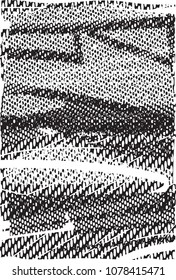 Distressed background in black and white texture with  dark spots, scratches and lines. Abstract vector illustration