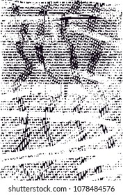Distressed background in black and white texture with  dark spots, scratches and lines. Abstract vector illustration