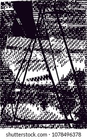 Distressed background in black and white texture with  dark spots, scratches and lines. Abstract vector illustration