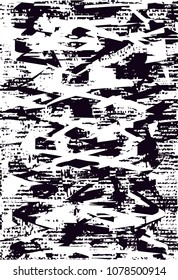 Distressed background in black and white texture with  dark spots, scratches and lines. Abstract vector illustration