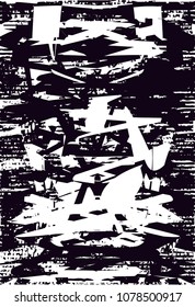 Distressed background in black and white texture with  dark spots, scratches and lines. Abstract vector illustration