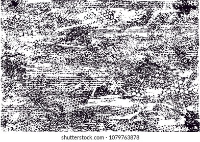 Distressed background in black and white texture with  dark spots, scratches and lines. Abstract vector illustration
