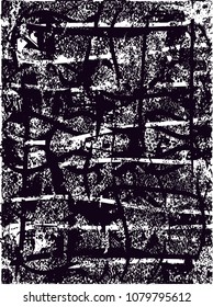 Distressed background in black and white texture with  dark spots, scratches and lines. Abstract vector illustration