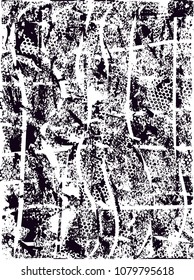 Distressed background in black and white texture with  dark spots, scratches and lines. Abstract vector illustration