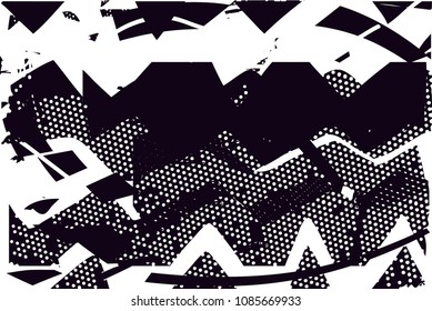 Distressed background in black and white texture with  nets, dark spots, scratches and lines. Abstract vector illustration