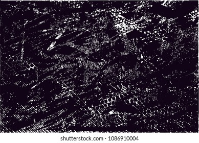 Distressed background in black and white texture with  dark spots, scratches and lines. Abstract vector illustration