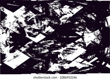 Distressed background in black and white texture with  dark spots, scratches and lines. Abstract vector illustration