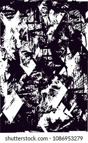 Distressed background in black and white texture with  dark spots, scratches and lines. Abstract vector illustration