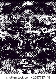 Distressed background in black and white texture with  dark spots, scratches and lines. Abstract vector illustration