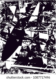 Distressed background in black and white texture with  dark spots, scratches and lines. Abstract vector illustration