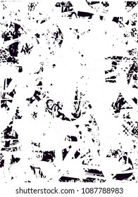 Distressed background in black and white texture with  dark spots, scratches and lines. Abstract vector illustration