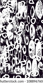 Distressed background in black and white texture with  dark spots, scratches and lines. Abstract vector illustratio