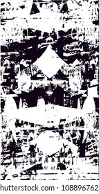 Distressed background in black and white texture with  dark spots, scratches and lines. Abstract vector illustratio
