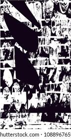 Distressed background in black and white texture with  dark spots, scratches and lines. Abstract vector illustratio