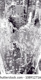 Distressed background in black and white texture with  dark spots, scratches and lines. Abstract vector illustration