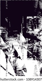 Distressed background in black and white texture with  dark spots, scratches and lines. Abstract vector illustration