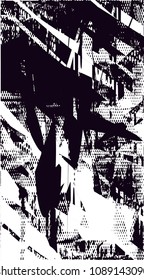 Distressed background in black and white texture with  dark spots, scratches and lines. Abstract vector illustration
