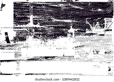 Distressed background in black and white texture with  dark spots, scratches and lines. Abstract vector illustration