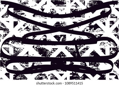 Distressed background in black and white texture with  dark spots, scratches and lines. Abstract vector illustration