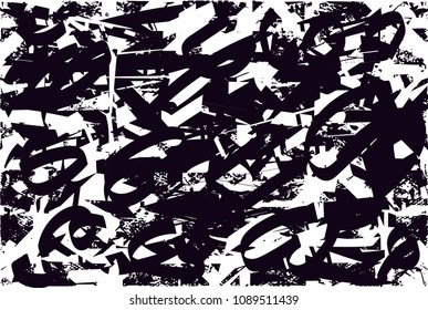 Distressed background in black and white texture with  dark spots, scratches and lines. Abstract vector illustration