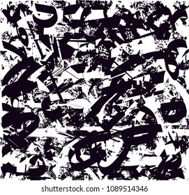 Distressed background in black and white texture with  dark spots, scratches and lines. Abstract vector illustration