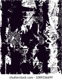 Distressed background in black and white texture with  dark spots, scratches and lines. Abstract vector illustration