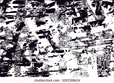 Distressed background in black and white texture with  dark spots, scratches and lines. Abstract vector illustration