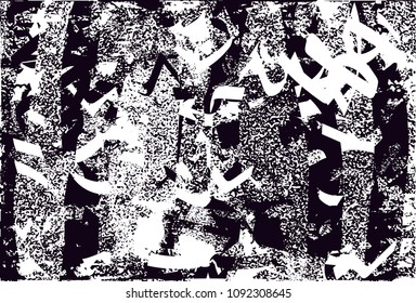 Distressed background in black and white texture with  dark spots, scratches and lines. Abstract vector illustration