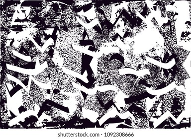 Distressed background in black and white texture with  dark spots, scratches and lines. Abstract vector illustration