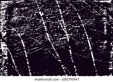 Distressed background in black and white texture with  dark spots, scratches and lines. Abstract vector illustration