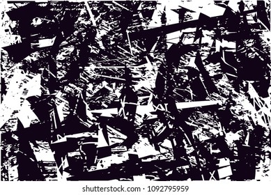 Distressed background in black and white texture with  dark spots, scratches and lines. Abstract vector illustration