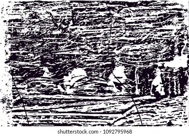 Distressed background in black and white texture with  dark spots, scratches and lines. Abstract vector illustration