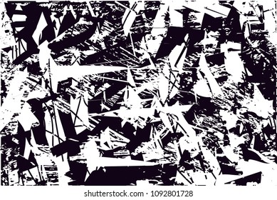 Distressed background in black and white texture with  dark spots, scratches and lines. Abstract vector illustration