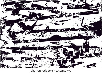 Distressed background in black and white texture with  dark spots, scratches and lines. Abstract vector illustration