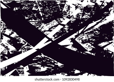 Distressed background in black and white texture with  dark spots, scratches and lines. Abstract vector illustration