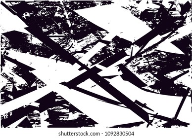 Distressed background in black and white texture with  dark spots, scratches and lines. Abstract vector illustration