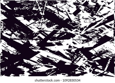 Distressed background in black and white texture with  dark spots, scratches and lines. Abstract vector illustration