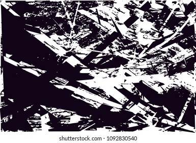 Distressed background in black and white texture with  dark spots, scratches and lines. Abstract vector illustration