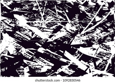 Distressed background in black and white texture with  dark spots, scratches and lines. Abstract vector illustration