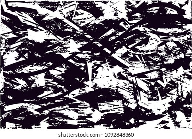 Distressed background in black and white texture with  dark spots, scratches and lines. Abstract vector illustration
