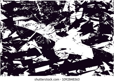Distressed background in black and white texture with  dark spots, scratches and lines. Abstract vector illustration