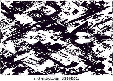Distressed background in black and white texture with  dark spots, scratches and lines. Abstract vector illustration