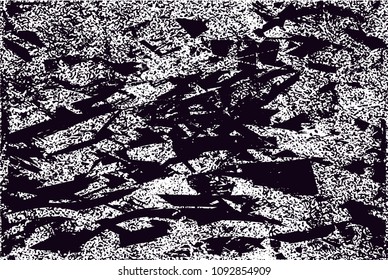 Distressed background in black and white texture with  dark spots, scratches and lines. Abstract vector illustration