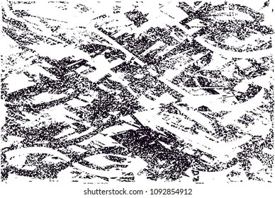 Distressed background in black and white texture with  dark spots, scratches and lines. Abstract vector illustration