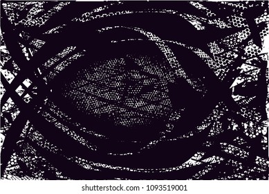 Distressed background in black and white texture with  dark spots, scratches and lines. Abstract vector illustration