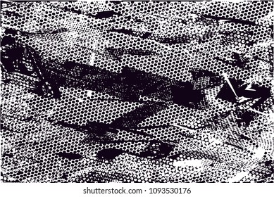 Distressed background in black and white texture with  dark spots, scratches and lines. Abstract vector illustration