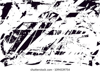 Distressed background in black and white texture with  dark spots, scratches and lines. Abstract vector illustration